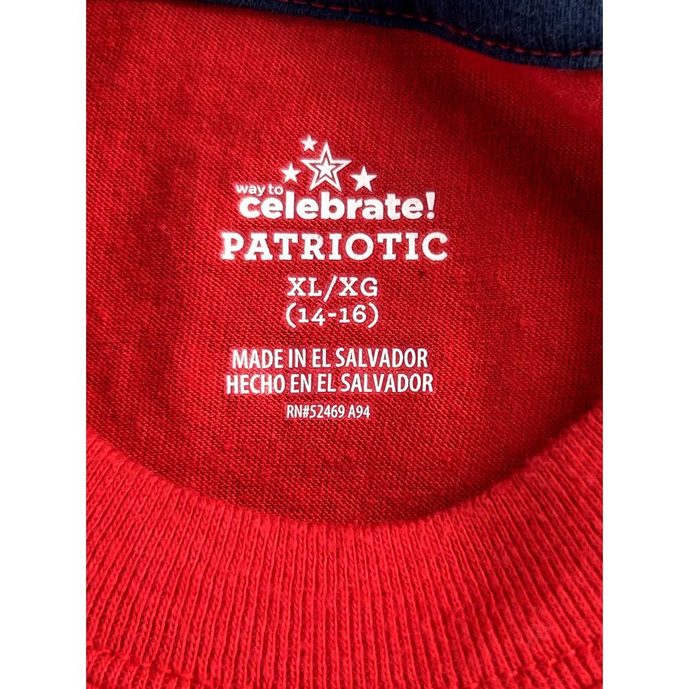 Way To Celebrate Patriotic Girls XL 14-16 Sleeveless TankRed USA Flag Peace Sign - Picture 4 of 6